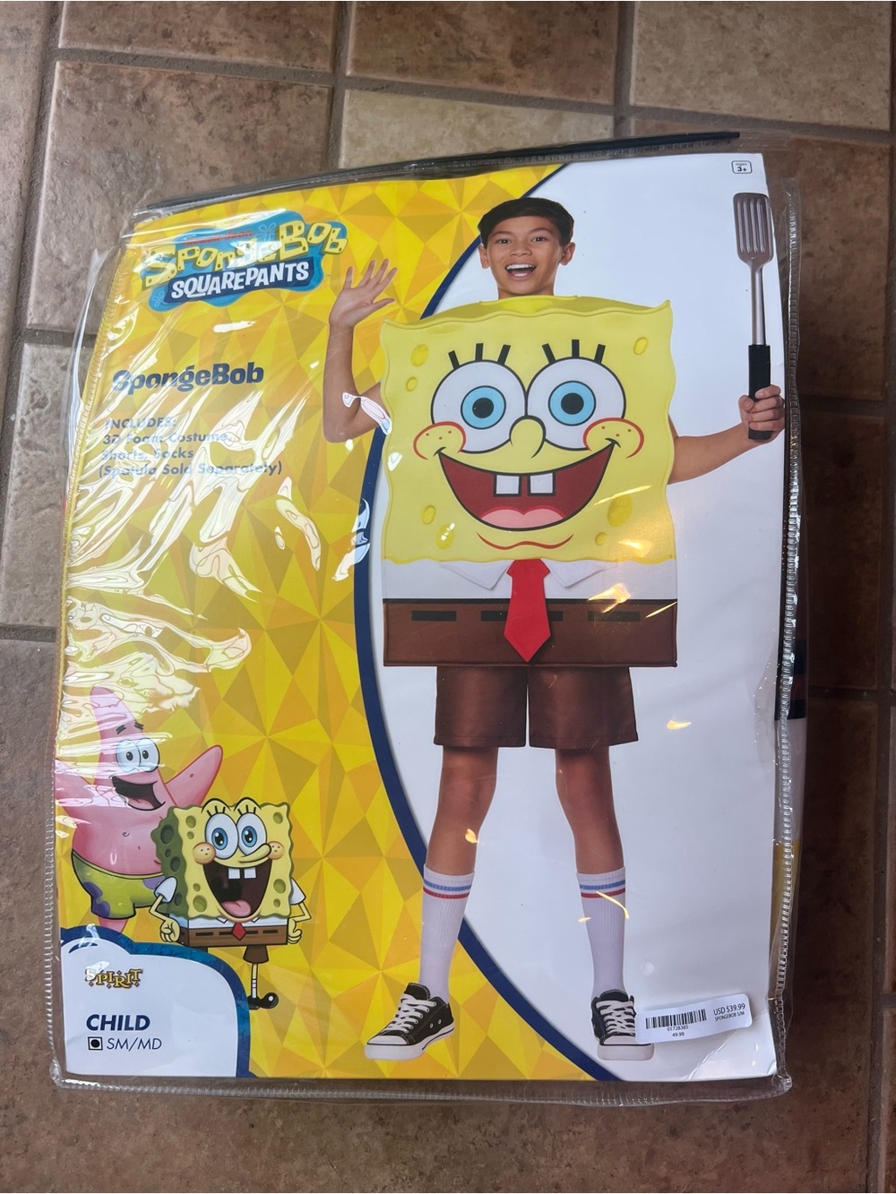 SpongeBob SquarePants Yellow Costume with Brown Shorts and Red Tie